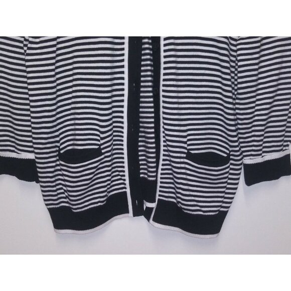 Croft & Barrow Womens Sweater Nautical Stripes Cardigan XL Button Up Pockets EUC - Picture 4 of 7